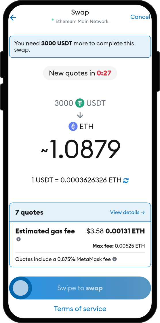Swap Your USDT for Hubbell Tokenized Stock (Ondo)